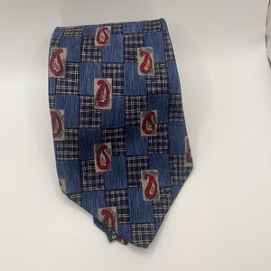 Haggar Blue and Red Checkered Paisley Tie